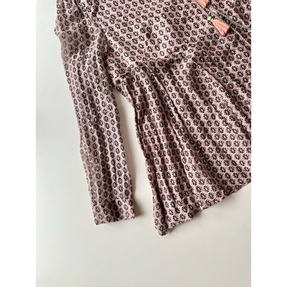 WEEKEND MAX MARA Pink Geometric Silk Voile Tasseled Tunic Blouse, Size M/L - Picture 9 of 13